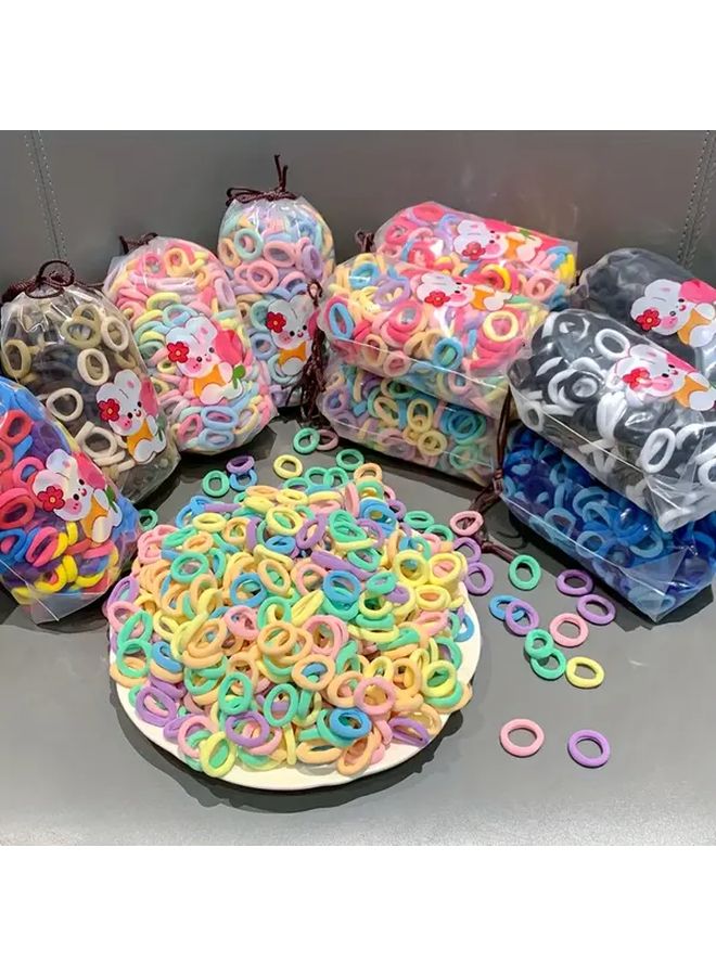 300pcs Ice Cream Color High Elasticity Towel Hair Ties With Printed Drawstring Bag - Image 3